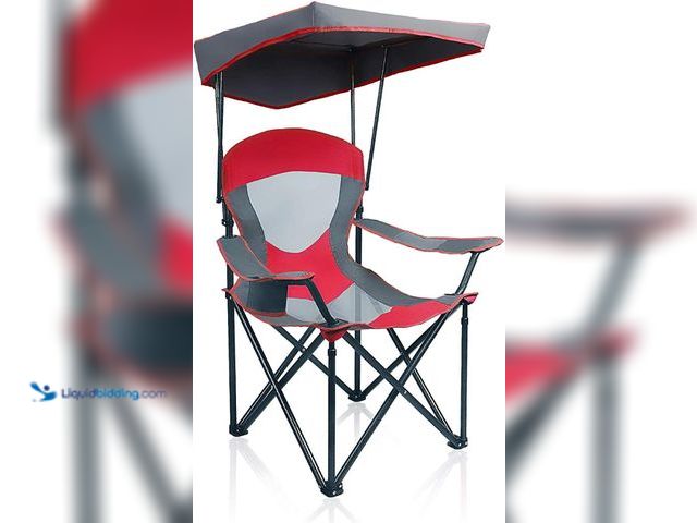 Lot 49-5554340 - ALPHA CAMP Heavy Duty Canopy Camping Chairs with Adjustable Sunshade, Red | Heavy duty 400 LBS, Stee...