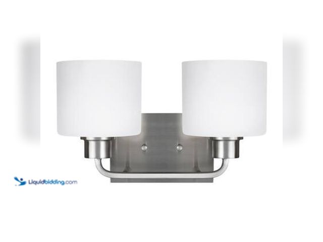Lot 49-5572438 - Generation Lighting Canfield 14.25 in. 2-Light Brushed Nickel Minimalist Modern Wall Bathroom Vanity...