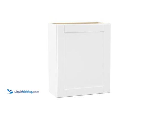 Lot 49-5549983 - Hampton Bay Shaker 24 in. W x 12 in. D x 30 in. H Assembled Wall Kitchen Cabinet in Satin White. Mod...