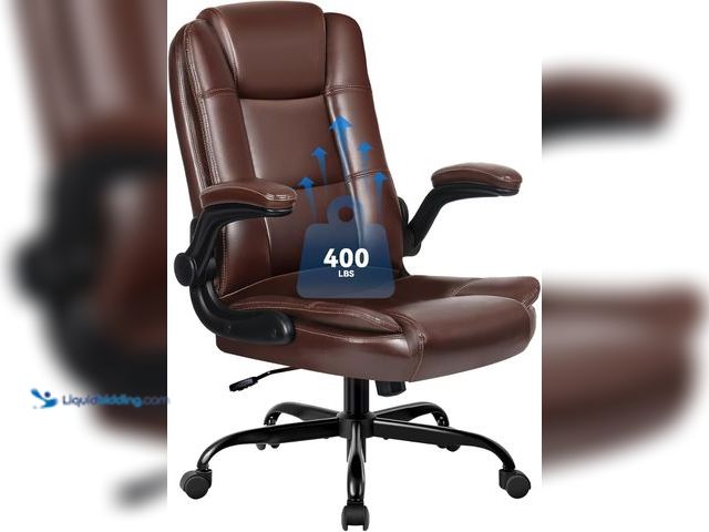 Lot 49-5408150 - VITESSE Ergonomic Office Chair with Flip-up Armrests, Big and Tall Leather Executive Office Chair, H...