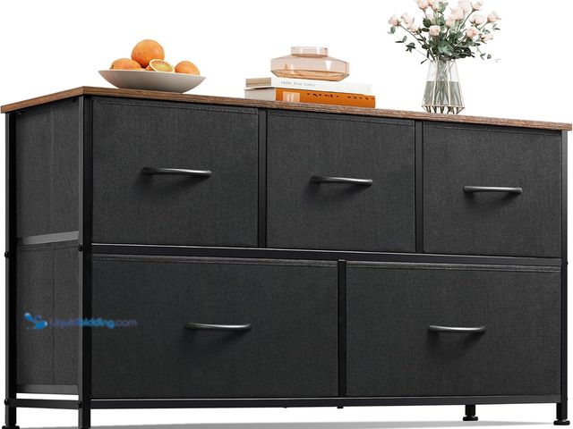 Lot 49-5461000 - WLIVE Dresser for Bedroom with 5 Drawers, Wide Chest of Drawers, Fabric Dresser, Storage Organizer U...
