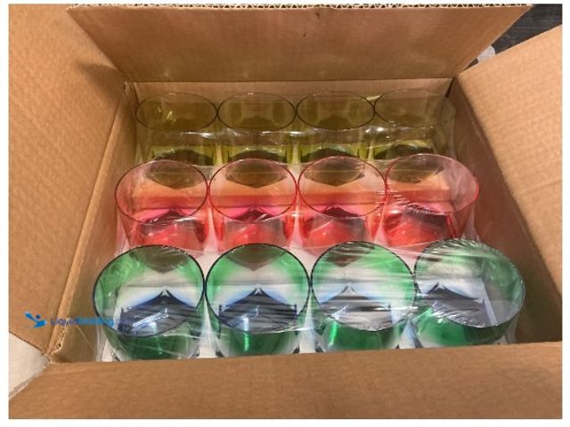 Lot 49-1622873 - 48PC 10 Oz Plastic Cups(Blue/Green/Yellow/Red), Model #886804159720, Unused  Ref#CRS0626