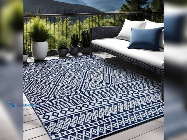 Lot 49-1625923 - 10'x14' Lightweight White Navy Moroccan Washable Trellis Reversible Indoor Outdoor Area Rug, Unused,...