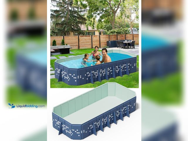 Lot 49-5437521 - 122" Extra Large Non-Inflatable Swimming Pool for family,Foldable Pools with 14 triangle Bracket,Har...
