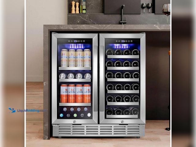 Lot 49-5538757 - TITTLA 30" Dual Zone Beverage and Wine Cooler, featuring French doors and stainless steel constructi...