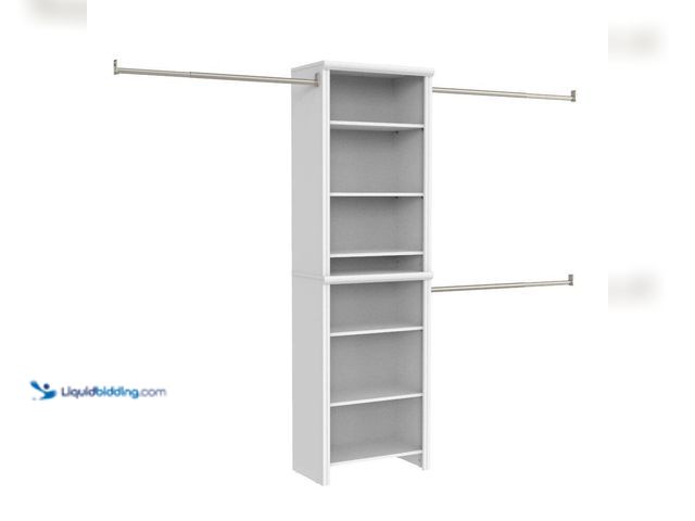 Lot 49-5453502 - ClosetMaid 36.02 in. W White Modular Storage Shelf and Hang Rod Kit Wood Closet System. [Model # 456...