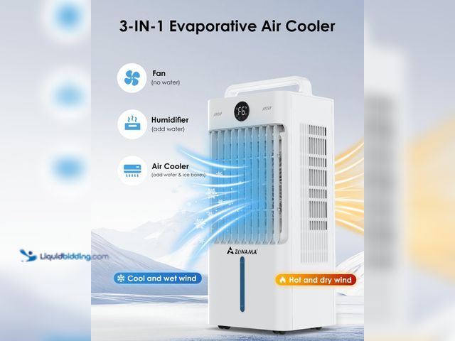 Lot 49-5408452 - Windowless Portable Air Conditioners with Remote, 3-IN-1 Evaporative Air Cooler with Display. Used