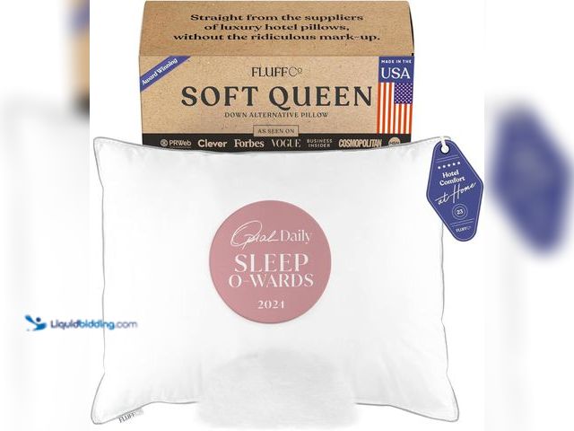 Lot 49-5409820 - FluffCo Zen Fluff Pillows - Down Alternative Queen Size Pillow - Standard/Queen Bed Pillow for Sleep...