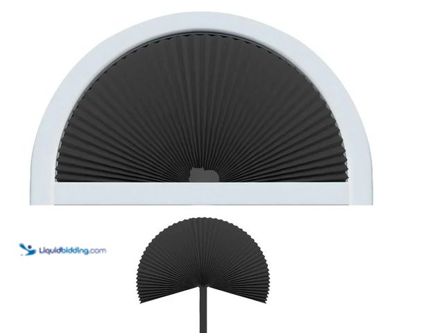 Lot 49-1516187 - (2) Half Circle Window Shades Easy Install White Arch Pleated Blinds Filtering Light Fit Prefect for...