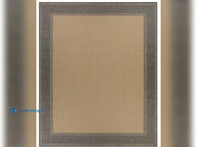 Lot 49-1623448 - Hampton Bay Black/Beige Texture Border 5 ft. x 7 ft. Indoor/Outdoor Area Rug, Model # FRS0021.51HD, ...