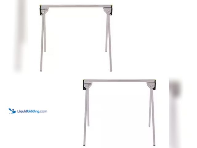 Lot 49-3611986 - Stanley 31 in. W x 29 in. Folding Metal Sawhorse (2 Pack), Model # STST60997, Slightly used, Scuffs/...