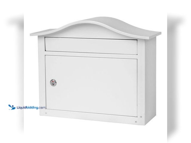 Lot 49-5414037 - Architectural Mailboxes
Saratoga White, Medium, Steel, Locking Wall Mount Mailbox, unused and has k...