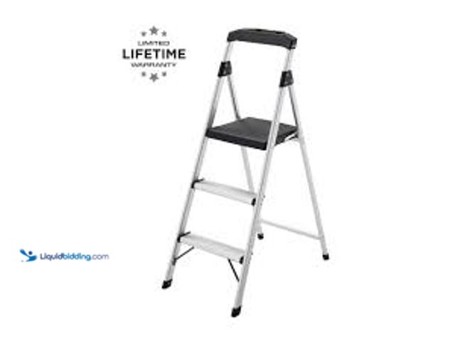 Lot 49-5415234 - Gorilla Ladders 3-Step Aluminum Step Stool Ladder, 250 lbs. Type I Duty Rating (9ft. Reach Height). ...