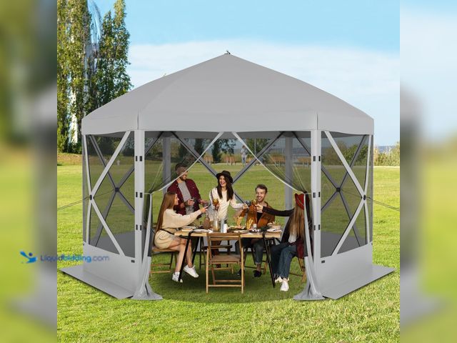 Lot 49-5409770 - Pop Up Canopy Tent 8 Person Instant 12 x 12 ft Outdoor Mesh Screen Camping Gazebo Portable Shelter w...
