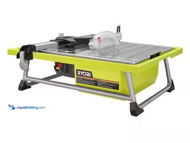 Lot 49-1627583 - RYOBI 4.8 -Amps 7 in. Blade Corded Tabletop Wet Tile Saw Model # WS722, New, Has Attachments, Unable...