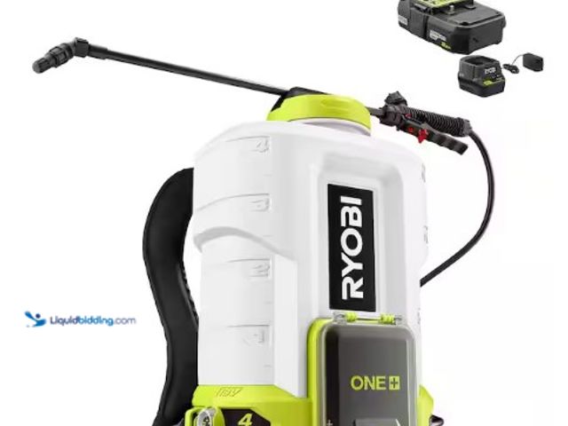 Lot 49-3631372 - RYOBI ONE+ 18V Cordless Battery 4-Gallon Backpack Chemical Sprayer with 2.0Ah Battery and Charger, M...