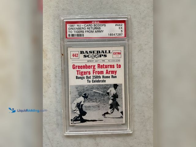 Lot 49-1505275 - COLLECTIBLE WOW GRADED CARD! 1961 CARD SCOOPS GREENBURG RETURNS TO TIGERS FROM ARMY #442 PSA GRADED ...