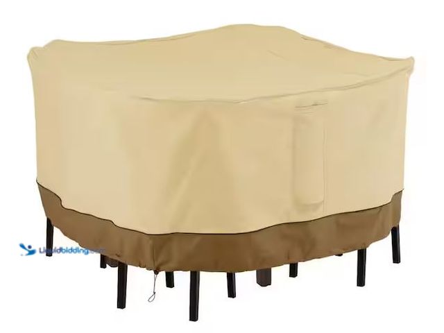 Lot 49-5486259 - Classic Accessories
Veranda 66 in. L x 66 in. W x 34 in. H Square Outdoor Patio Bar Table and Chair...