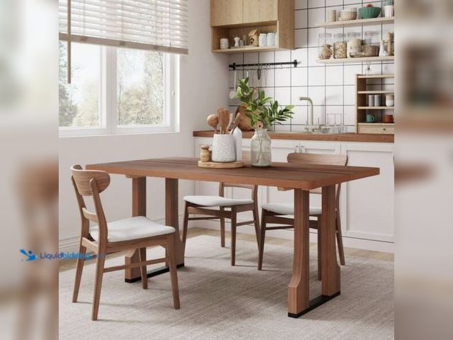 Lot 49-2005450 - CHRISTOPHER KNIGHT HOME Foxcroft Modern 63 in. Walnut and Black MDF Wood Rectangular Double Pedestal...