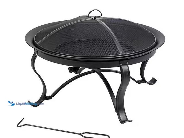 Lot 49-1572095 - Hampton Bay Sadler 29.33 in. D 19.21 in. H Round Steel Wood Fire Pit in Bronze with Spark Screen and...