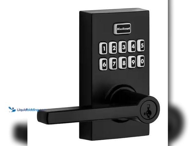 Lot 49-1544786 - Kwikset SmartCode 917 Matte Black Contemporary Keypad Electronic Single-Cylinder Halifax Door Handle...