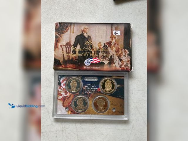 Lot 49-1830600 - 2008 UNITED STATES MINT PRESIDENTIAL $1 COIN PROOF SET 4 COINS IN HARD PLASTIC CASE AND SLEEVE #COIN...