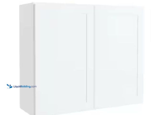 Lot 49-1549476 - Hampton Bay Courtland 36 in. W x 12 in. D x 30 in. H Assembled Shaker Wall Kitchen Cabinet in Polar ...