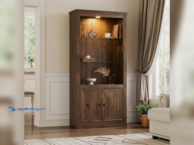 Lot 49-5543404 - Harper & Bright Designs
78.75 in. Tall Brown Wood Display Bookcase with 5-Colors LED Light and Adju...