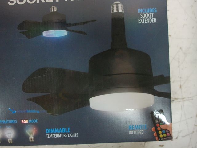 Lot 49-1629119 - Bell + Howell 15.7 in. Indoor Matte Black Ceiling Fan with Remote, RGB CCT LED Light, Socket, Model ...