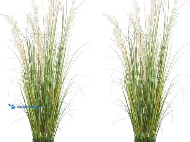 Lot 49-3536408 - Artificial Plant, 47in Tall, 2pk Grass, Faux House Plant in Pot, Indoor Decorative Flowers & Plants,...