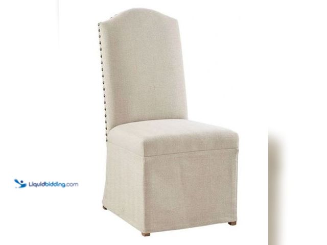 Lot 49-2001143 - Olliix by Madison Park Foster Beige High Back Dining Chair with Skirt, 1-Pack, Model # MP108-0849, U...