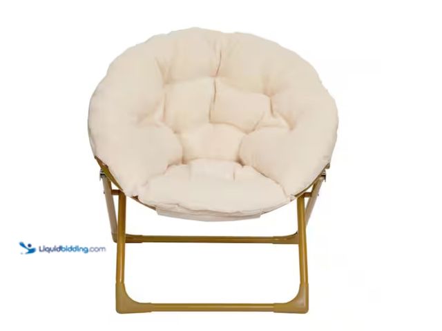 Lot 49-1566894 - Carnegy Avenue Ivory Faux Fur/Soft Gold Frame Fabric Accent Chair, Model # CGA-FV-526781-IV-HD, Unus...