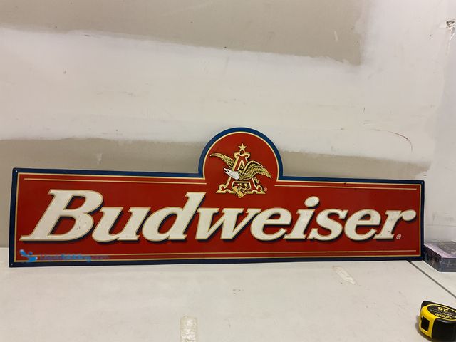 Lot 49-1835319 - Other VINTAGE METAL COLLECTOR BEER SIGN “BUDWEISER” MEASURES APPROXIMATELY 46 INCH BY 15 INCH SHOWS ...