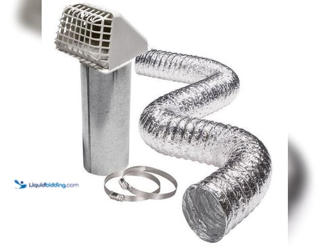 Lot 49-5561060 - 4" Pest Guard Dryer Vent Kit with Damper, Air Tight Duct &amp; Clamps, Unused