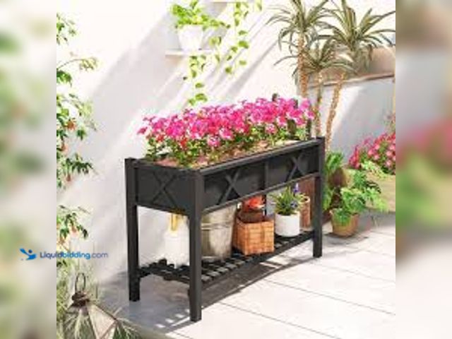 Lot 49-5438095 - Outsunny Raised Garden Bed, 44.1 x 18.5 x 8.5 in Elevated Wood Planter Box with Storage Shelf, Drain...