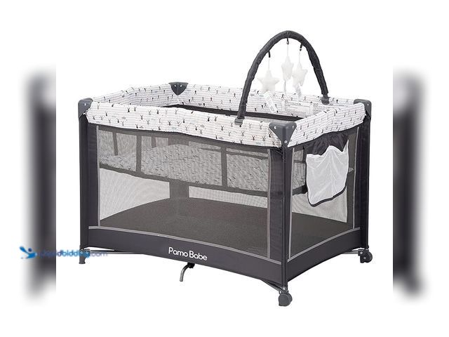 Lot 49-3528102 - Pamo Babe Portable Playard,Sturdy Play Yard with Padded Mat and Toy bar with Soft Toys. ASIN:B08CMPT...