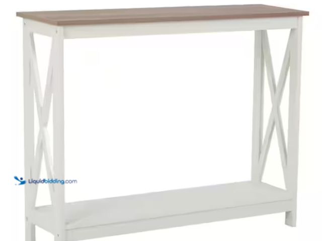 Lot 49-2000950 - PHI VILLA 39.5 in. White Oak Standard Rectangle Wood Console Table with Storage, Model # THD-IF-311I...