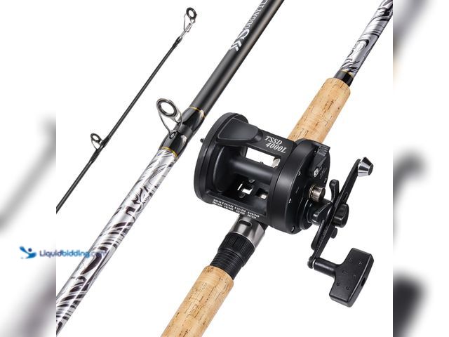 Lot 49-3565150 - Sougayilang Fiberglass Fishing Pole Conventional Reel Combo with Durable P-Cork Rod Handle, Medium H...
