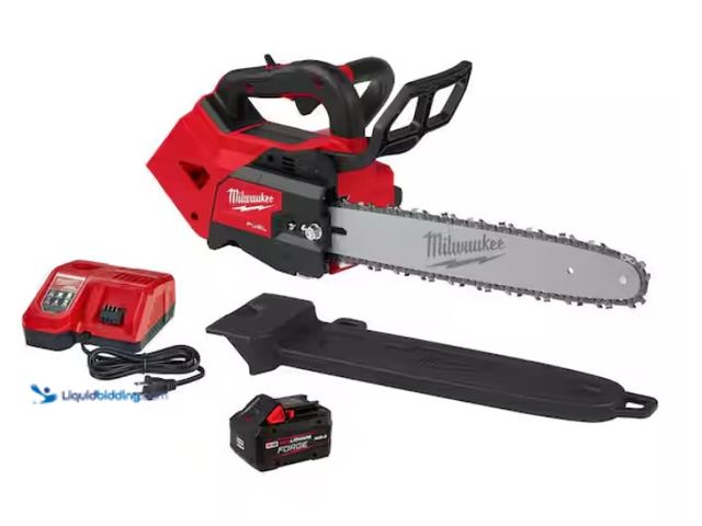 Lot 49-1594747 - Milwaukee M18 FUEL 14 in. 18V Lithium-Ion Brushless Battery Top Handle Chainsaw Kit with 8.0 Ah Batt...