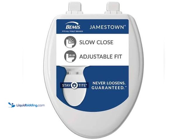 Lot 49-1629175 - BEMIS Jamestown Elongated Soft Close with Adjustability Never Loosens Enameled Wood Toilet Seat in W...