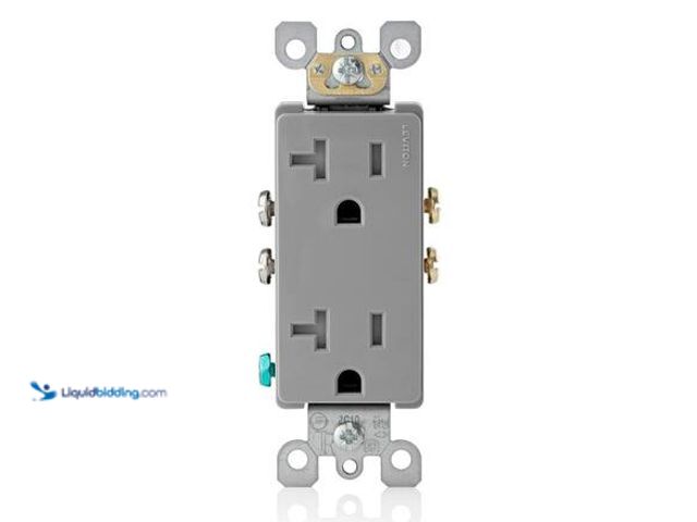 Lot 49-5581675 - QTY 5 - Leviton Decora 20 Amp 125 V Tamper Resistant Duplex Outlet/Receptacle, Gray Model # 134-T582...