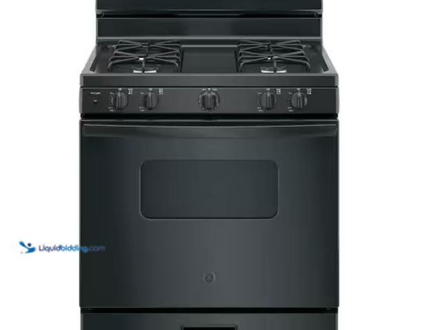 Lot 49-2000837 - GE 30 in. 4.8 cu. ft. Freestanding Gas Range in Black, Model # JGBS10DEMBB, MSRP $699.00, Unused, Ha...