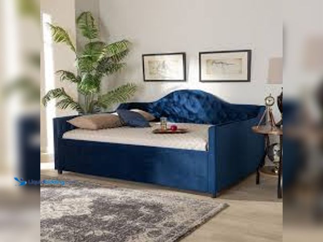Lot 49-5460820 - Perry Daybed in Navy Blue Velvet Fabric Finish by Baxton Studio - BAX-CF8940-Navy Blue-Daybed-Q. Ite...