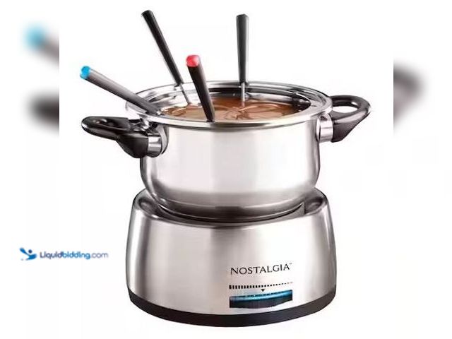 Lot 49-3536757 - Nostalgia
Electric Stainless Steel Fondue Pot, 6-Cup, with Temperature Control, 6 Forks, and Remova...