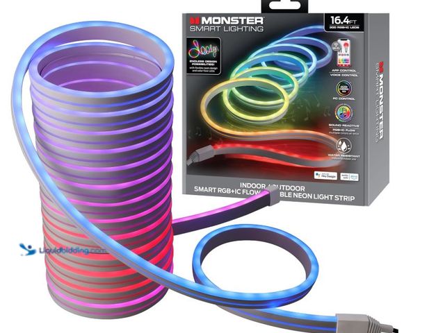 Lot 49-5551802 - Monster MOW71005ICM 16.4 Ft. RGB + IC Flow Flexible Neon Outdoor LED Smart Light Strip, Unused