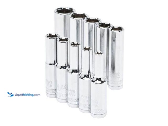 Lot 49-3565301 - Husky 1/4 in. Drive Deep SAE Socket Set (10-Piece) Model # H4DDPSAE10PCSR