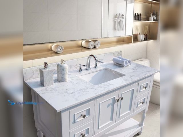 Lot 49-1550411 - Direct Wicker 43‘’x22" bathroom stone vanity top engineered stone carrara white marble color with re...