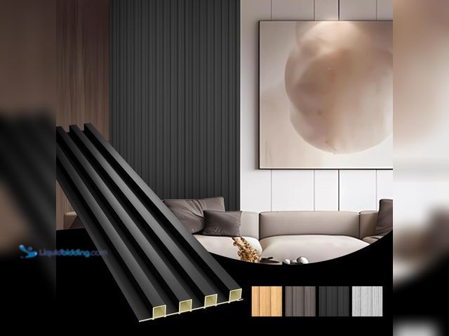 Lot 49-3532404 - OUZUGIE WPC Acoustic Slat Wall Paneling, 8-Pack 114 x 6 Inches 3D Wall Panels for Interior Wall Deco...