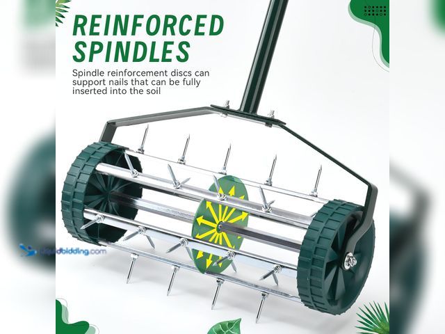 Lot 49-5416312 - 18-Inch Spike Rolling Lawn Aerator for Grass. Heavy Duty Manual Push Aerator Lawn Tool,Soil Health f...