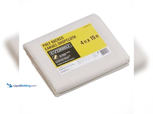 Lot 49-5544477 - Everbilt 4 ft. x 14 ft. Poly Backed Canvas Drop Cloth. Model # 415EX. Unused